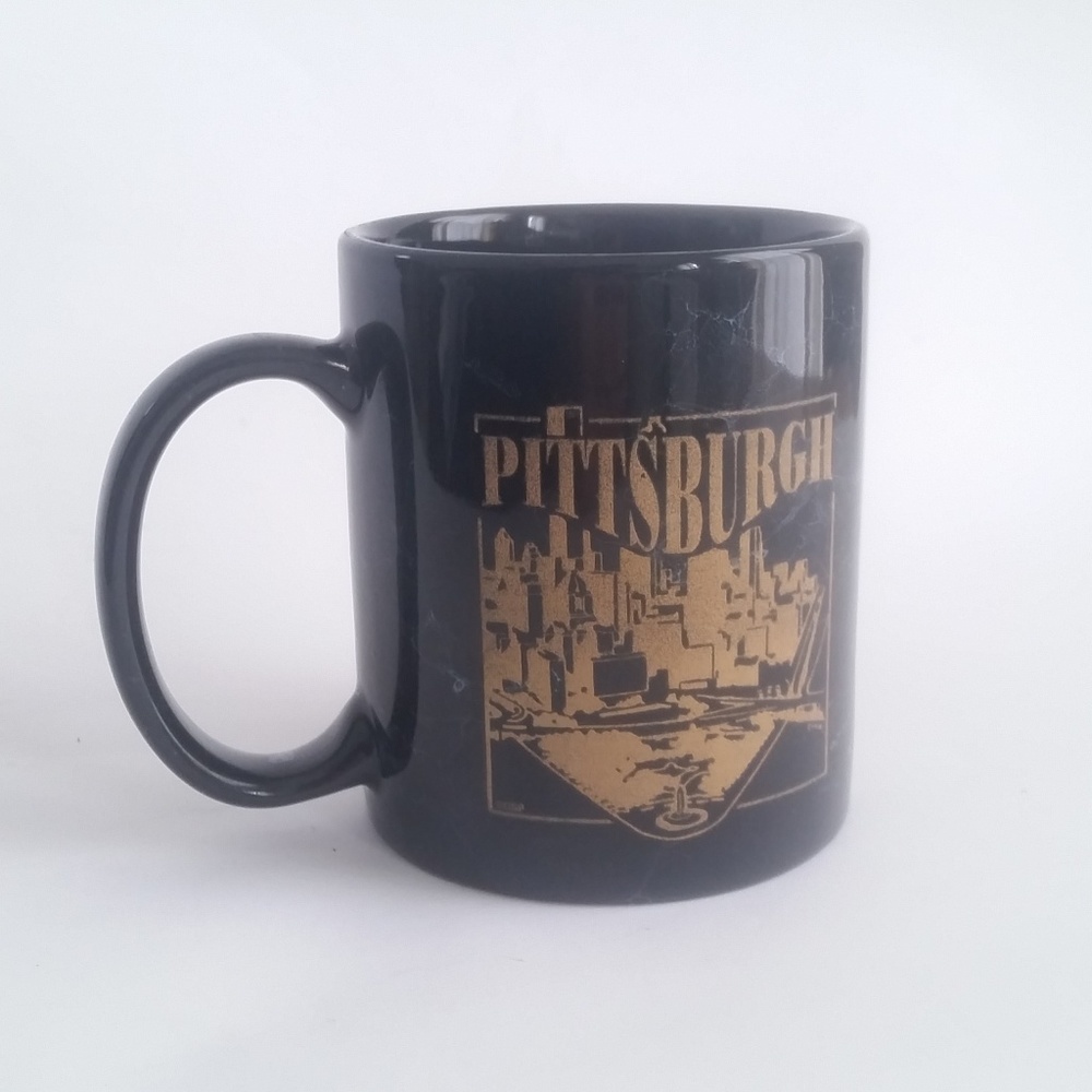 Marbled Coffee Mug Pittsburgh PA Pitt Black Gold